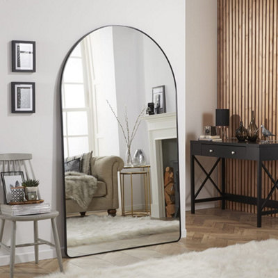 The Online Mirror Shop Leaner Mirror Liberty Arched Shape With Black Metal Frame- H 180 X W 110Cm For Hanging In Living RoomBedroom from B&Q
