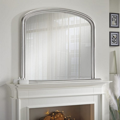 The Online Mirror Shop Overmantle Mirror Osborne Arched Shape With Silver Frame- H 94Cm X W 119Cm X D 4Cm For Hanging Above The FireplaceDressing Table from B&Q