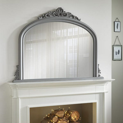 B&Q -  Overmantle Mirror Richmond Arched Shape With Antique Grey Frame- H 91Cm X W 122Cmx D 5Cm For Hanging Anywhere Inside Of The Home