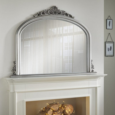 The Online Mirror Shop Silver Overmantle Mirror Richmond Arched Shape With Antique Frame- H X W 122Cmx D 5Cm For Hanging Anywhere Inside Of The Home 91Cm