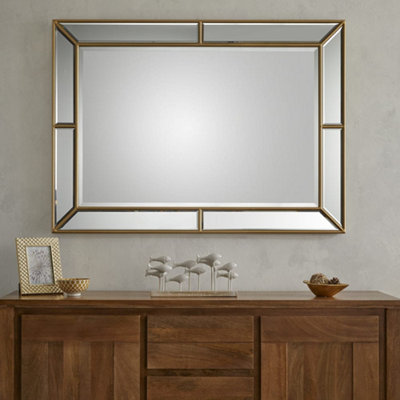 The Online Mirror Shop Wall Mirror Venetian Rectangular Shape With Gold Frame- H 110Cm X W 80Cm For Hanging In Living RoomBedroomHallway from B&Q