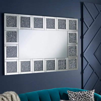 The Online Mirror Shop Apollo Crystal Square Rectangular Shaped Wall Mirror Of H X W 80Cm 120Cm