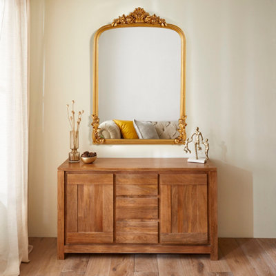 The Online Mirror Shop Chatsworth Gold Rectangular Wall MirrorElegant Frame Design- H 112Cm X W 80Cm from B&Q