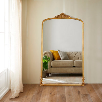The Online Mirror Shop Chatsworth Gold Oversized Leaner MirrorElegant Rectangular Floor Design- H 200Cm X W 120Cm from B&Q
