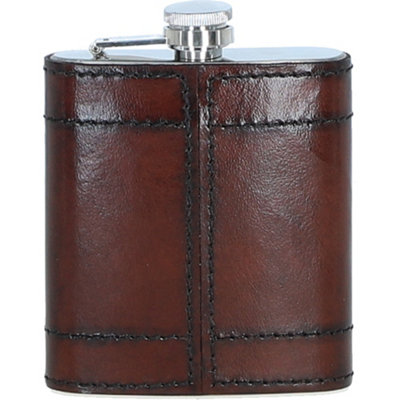 Ashwood Leather's Premium Leather Portable Whiskey Flask In Chestnut from B&Q