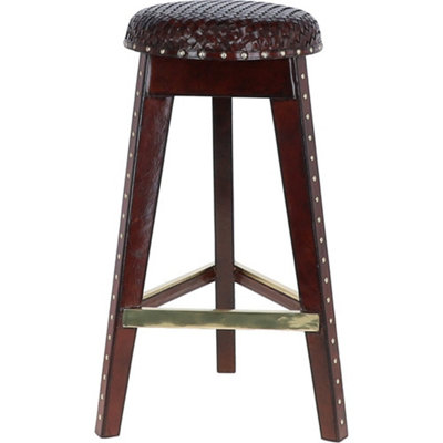 Ashwood Leather Exquisite 3 Wood Legs Leather Barstool Chestnut from B&Q