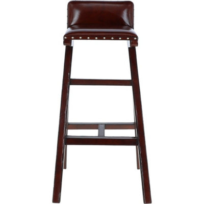 Exquisite Ashwood Leather Bar Stool With Low Back Chestnut from B&Q