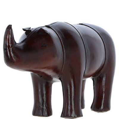 Ashwood Leather Handcrafted Rhino Decorative Ornament Chestnut from B&Q