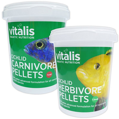 Vitalis Cichlid Herbivore Pellets 260G & Cichlid Carnivore Pellets (1mm) 260G from B&Q