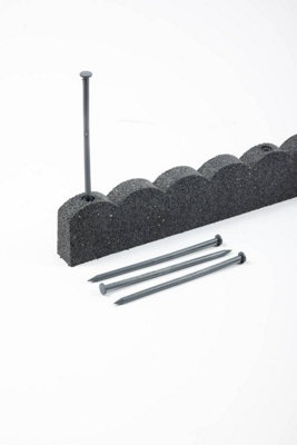 Nicoman Flexi Curve Grey Rubber Scallop Lawn Edging Garden Border 1.2MPack Of 24 from B&Q