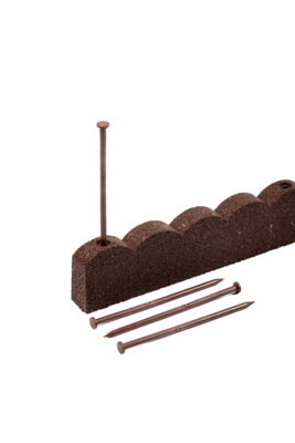 Nicoman Flexi Curve Rubber Scallop Lawn Edging Garden Border 1.2M - Pack Of 8 Brown