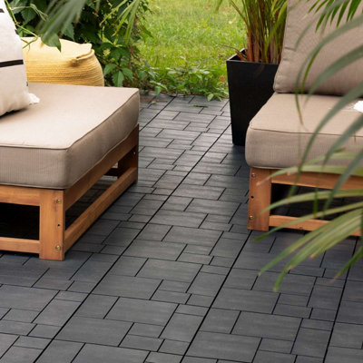 Nicoman Composite Interlocking Mosaic Deck Tiles For Outdoor Decking 30Cm X 30CmPack Of 10 Tiles from B&Q