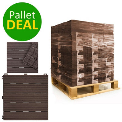Pallet DealNicoman Composite Interlocking Cosmo Deck Tiles 30Cm X 30Cm Brown630Pcs from B&Q
