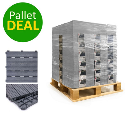 Pallet DealNicoman Composite Interlocking Cosmo Deck Tiles 30Cm X 30Cm Light Grey630Pcs from B&Q
