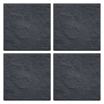 B&Q - 4 X  Square Stomp Stone Graphite Grey 30Cm X 30Cm