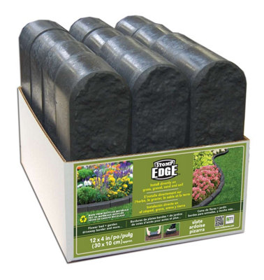 B&Q - 12 X  Lawn Edging Stone Garden Border Stomp Edge Rubber Border Landscaping 30Cm