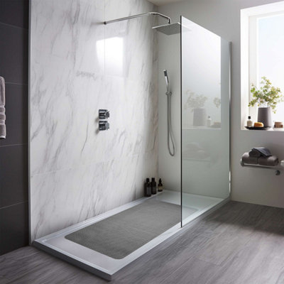 B&Q -  Reversible Dual-Colour Grey/brown Pvc Anti Slip Shower Mat Bath MatRectangular 100X40 Cm