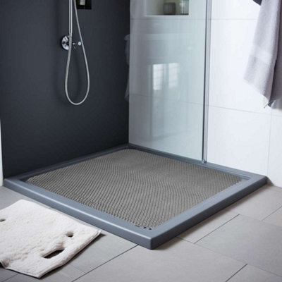 Nicoman Grey/Brown Reversible Dual-Colour Pvc Anti Slip Shower Mat Bath Mat - Square 53X53cm