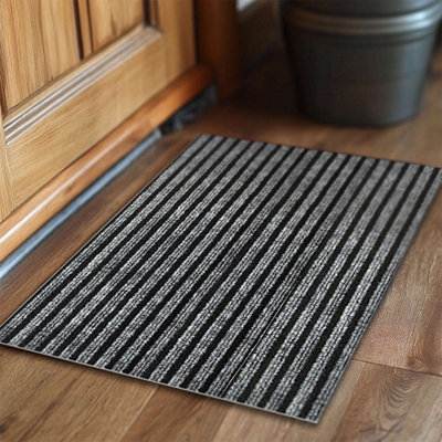 Nicoman Stripe Halfmoon Doormat 75Cm X 44Cm Grey