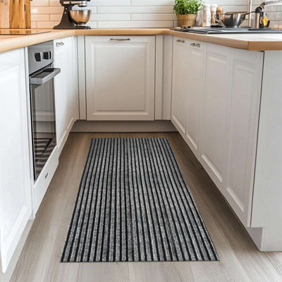 Nicoman Grey Stripe Lage Runner 200Cm X 60Cm from B&Q