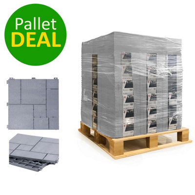 Pallet DealNicoman Composite Interlocking Mosaic Light Grey Deck Tiles 30Cm X 30Cm630Pcs from B&Q