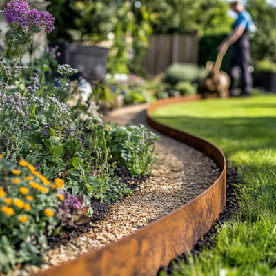 Nicoman Heavy Duty Pre Rusted Metal Garden Border Edging 5M Long Roll