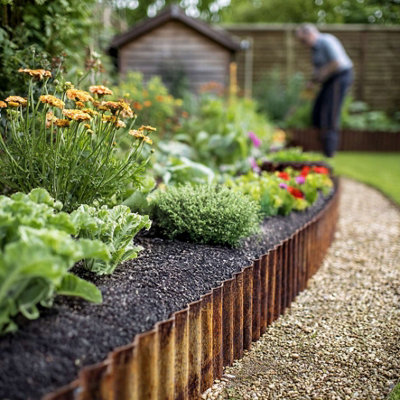 B&Q -  Pre Rusted Heavy Duty Metal Border Edging Landscaping Flowerbed Pathway Roll6M