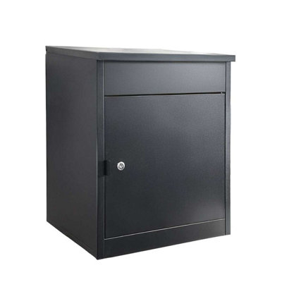 B&Q -  Black Secure Lockable Metal Parcel Post Box With 2 KeysNo Assembly Required