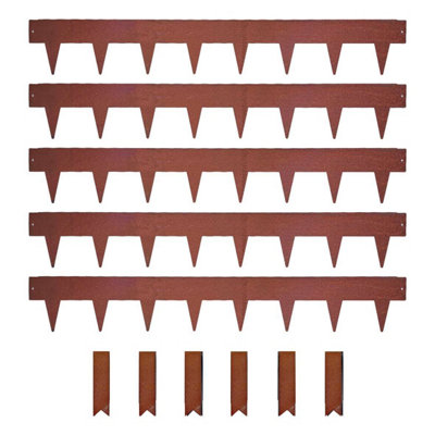 B&Q -  1M Heavy Duty Pre Rusted Metal Garden Borders With PegaSet Of 5