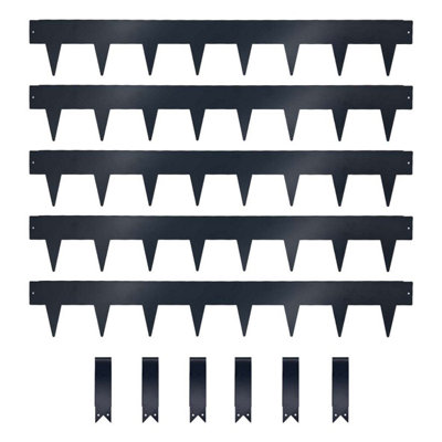 Nicoman Grey Heavy Duty Metal Garden Borders With Pega - Set Of 5 1M