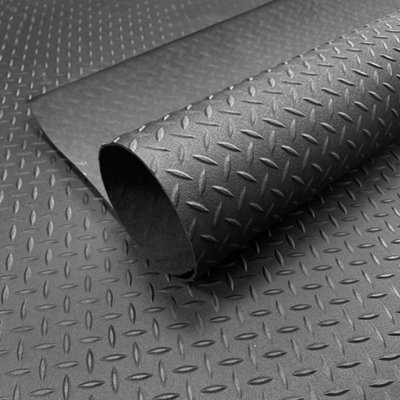 Nicoman 1.7M Wide Diamond Rubber Flooring Matting Roll For Workshop Garage Shed Van Commercial Grade4M from B&Q