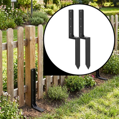 B&Q -  Galvanised Post Repair Stake Anchor Kit Fence Post Support BracketsPack Of 2