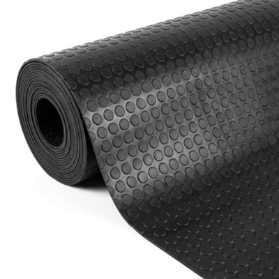 Nicoman 1.7M Wide Coin Pattern Rubber Flooring RollGarageWorkshop & Van Matting (1M) from B&Q