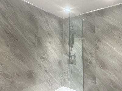Dbs Bathrooms Grey Ocean Marble Pvc Shower Wall Panel 1M X 2.4M from B&Q