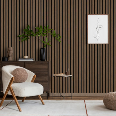  - Dbs Bathrooms Walnut Acoustic Slat Wall Panel 60Cm X 240Cm