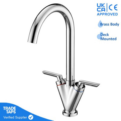 GravaHaus Tre Mercati Kitchen Sink Tap Twin Lever Mixer MonoChrome from B&Q