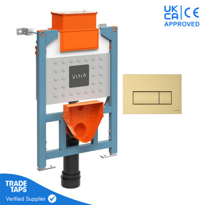 Vitra Reduced Height Cistern Frame With Loop Square Flush PlateSoft Gold from B&Q