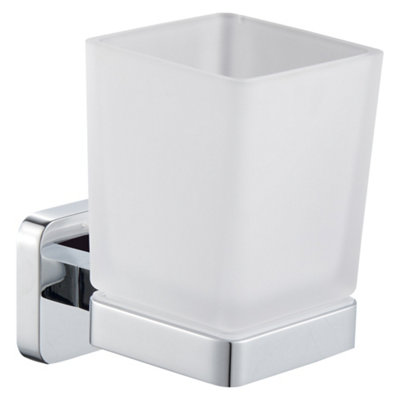 - Chrome Glass Tumbler Bathroom Toothbrush Products Wall Mounted Modern Holder
