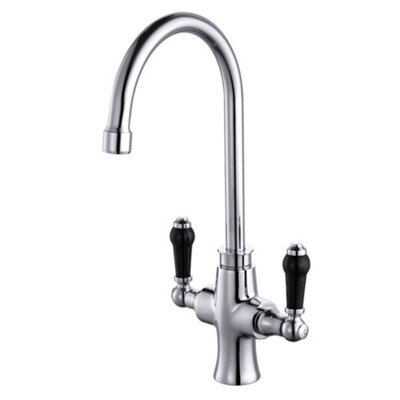 Aquadart Tre Mercati Kitchen Tap Victoria Black Twin Lever Traditional Sink Mixer Tm92090 from B&Q