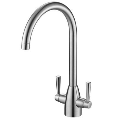 Aquadart Tre Mercati Kitchen Tap Enzo Nickel Twin Lever Deck Mounted Sink Mixer Tm68014 from B&Q