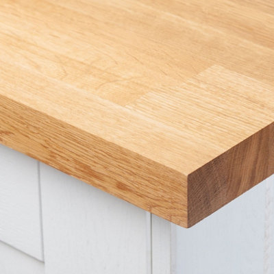 B&Q -  Solid Oak Pre-Oiled Wood Worktop 3M X 635mm X 40mmPremium Real Wooden Timber Kitchen Countertop