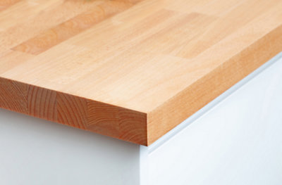 B&Q -  Solid Beech Wood Worktop 2M X 960mm X 40mmPremium Real Wooden Timber Kitchen Countertop