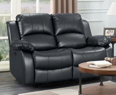 Faux Leather Black 2 Seater Electric Recliner Sofa from B&Q