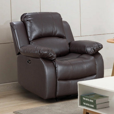 Electric Recliner Chair In Faux Leather Brown from B&Q