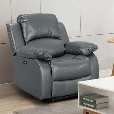 Electric Recliner Chair In Grey Faux Leather from B&Q