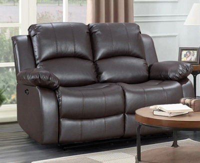 Electric Recliner Sofa In Brown Faux Leather 2 Seater Sofa from B&Q