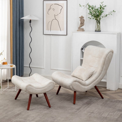 Faux Leather Suede Cream Katia Accent Chair With Footstool from B&Q