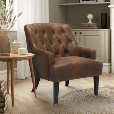 Faux Leather Suede Brown Lydia Accent Chair from B&Q