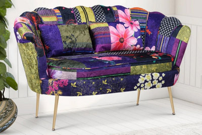 2 Seater Sofa In Multicoloured Patchwork Fabric from B&Q