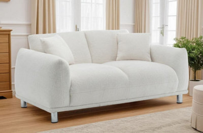 Teddy Boucle Fabric White 2 Seater Sofa from B&Q